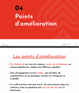 Points d'améliorations